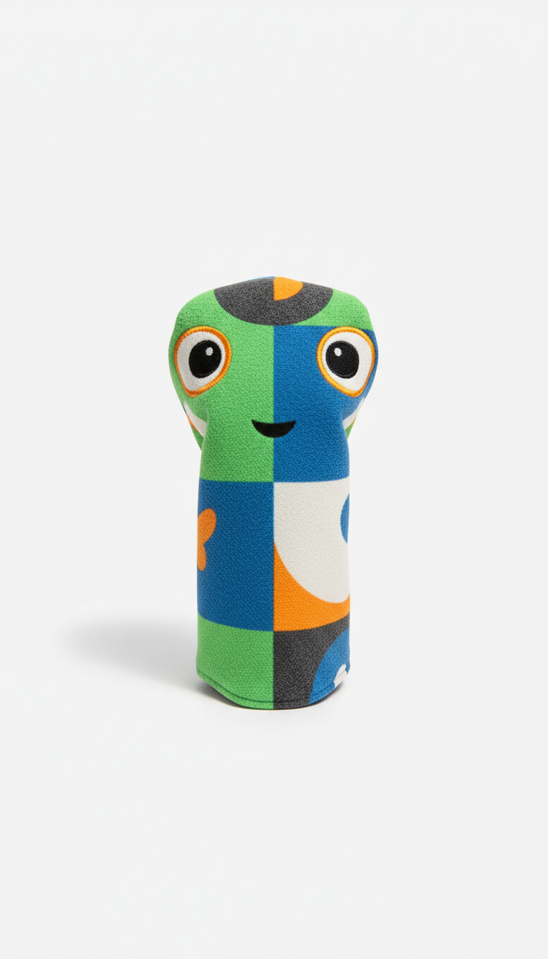 Novelty golf headcover with signature brand graphics